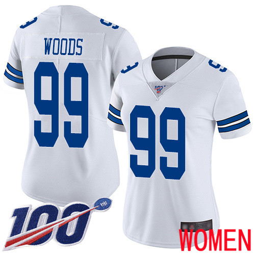 Women Dallas Cowboys Limited White Antwaun Woods Road #99 100th Season Vapor Untouchable NFL Jersey
